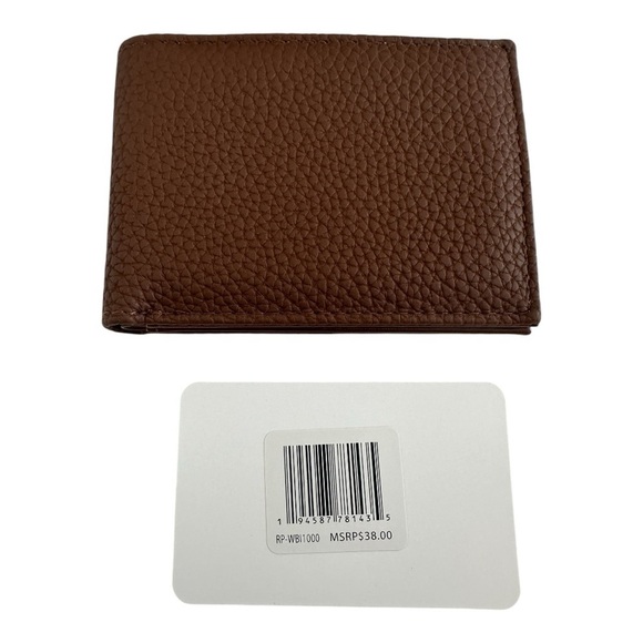 NWT Mens Wallet RAMPAGE Brown Leather Folding Wallet Bifold Credit Card Wallet - Picture 6 of 7